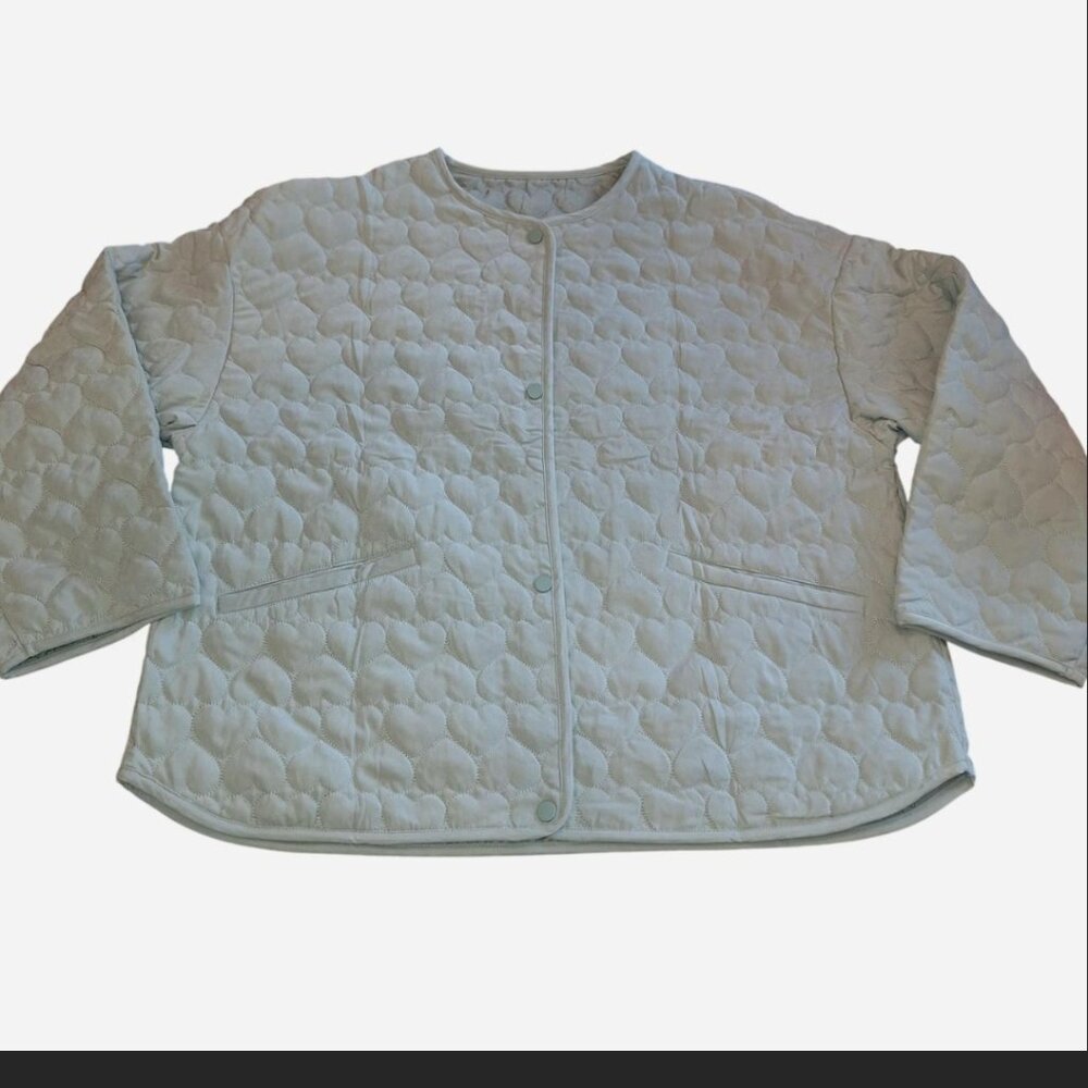 Women's New Heart Quilted Jacket In Pale Green. Oversized XL